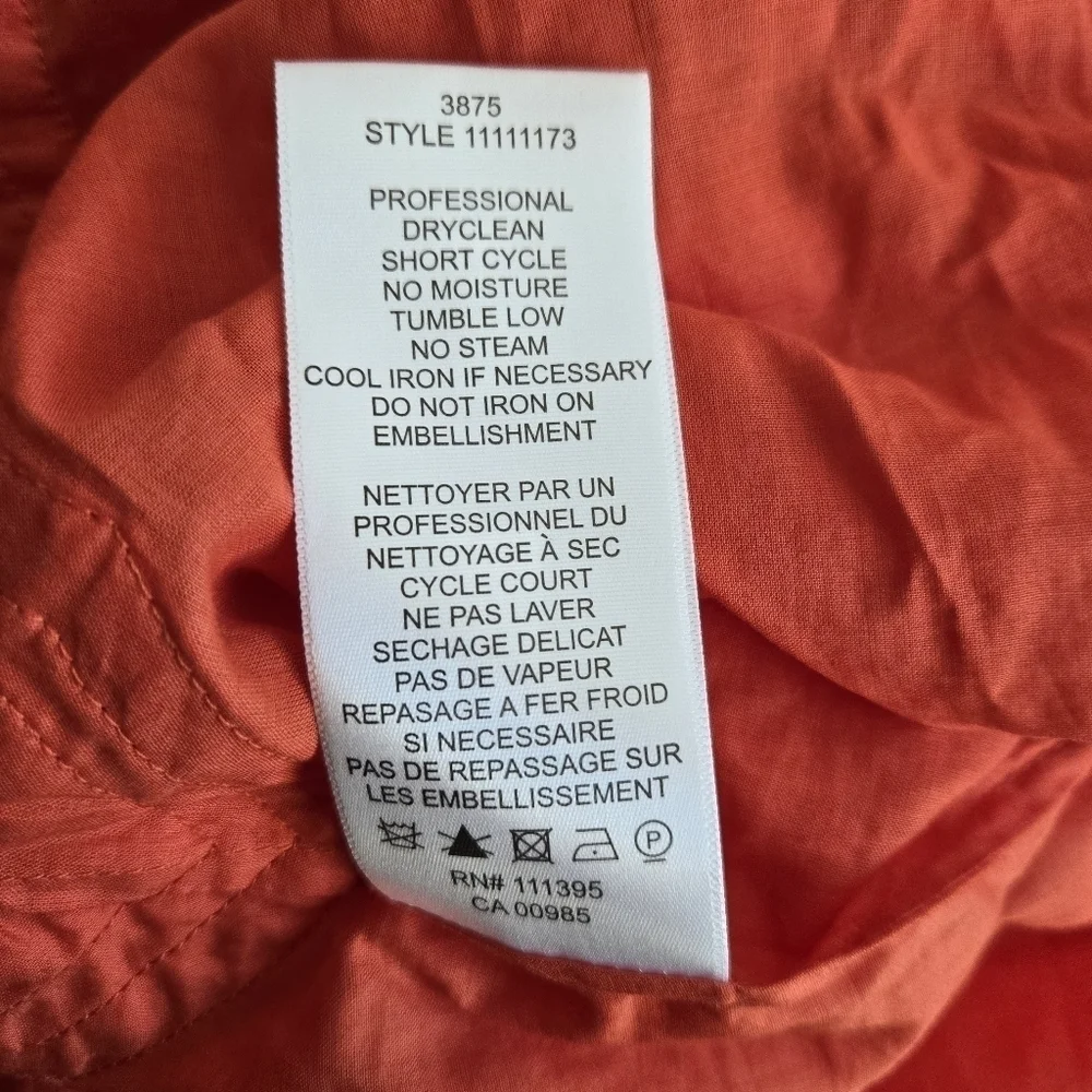 New Tory Burch Gold Embellished Long Sleeve Orange Caftan Tunic Top Size 0
